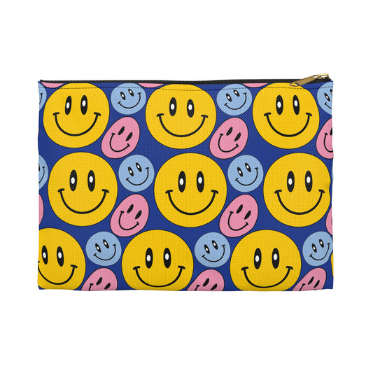 Smiley Face Accessory Pouch - Fun Organizer for Makeup, Travel, School, or Gifts, Colorful Smileys