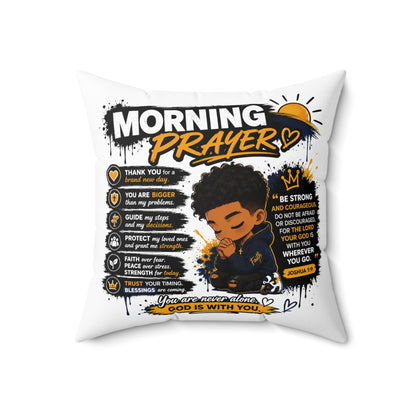 Morning Prayer Decorative Pillow — Inspirational Kids Christian Faith Accent Pillow