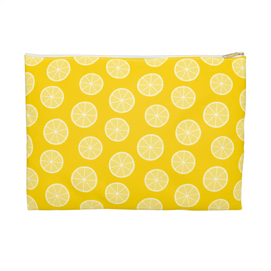Bright Lemon Print Accessory Pouch, Citrus Travel Makeup Bag, Fun Summer Storage, Gift for Teachers, School Supplies, Cute Organizing