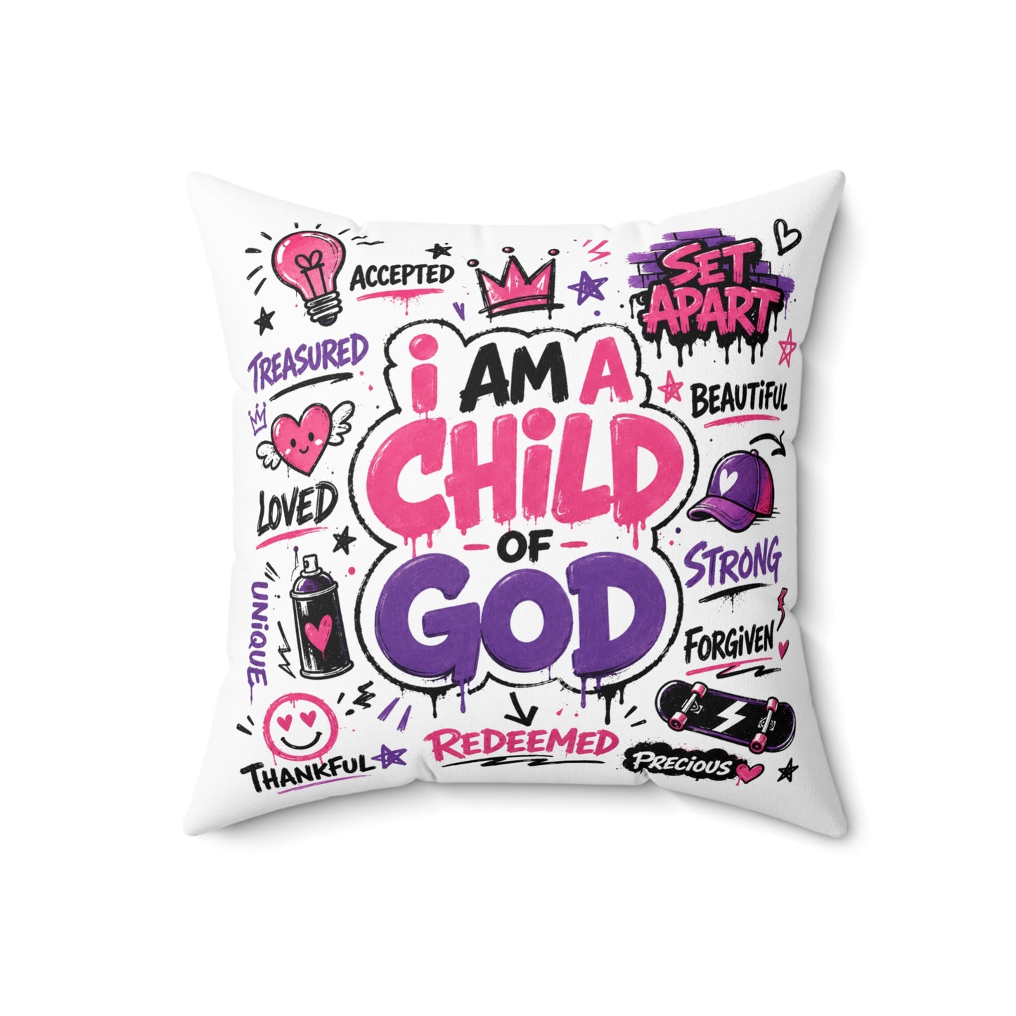I Am a Child of God Decorative Pillow — Inspirational Faith Throw Pillow