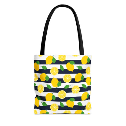 Lemon Stripe Tote Bag - Cute Beach Bag, Grocery Tote, Summer Accessories, Gift for Her, Vacation Carryall