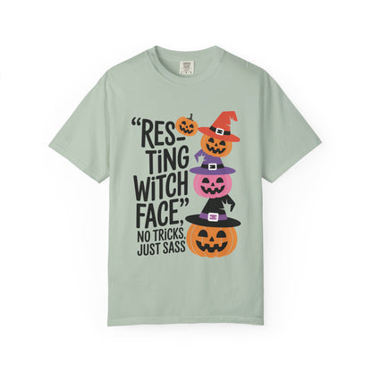 Resting Witch Face T-Shirt, Halloween Shirt, Funny Tee, Unisex Garment-Dyed T-Shirt, Holiday Apparel, Seasonal Fashion, Spooky Style