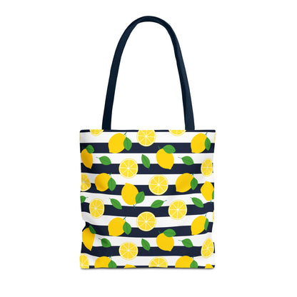 Lemon Stripe Tote Bag - Cute Beach Bag, Grocery Tote, Summer Accessories, Gift for Her, Vacation Carryall