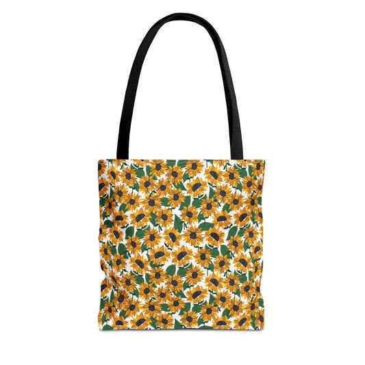 Sunflower Pattern Tote Bag, Eco-Friendly Shopping Bag, Flower Tote for Beach, Casual Everyday Use, Gift for Garden Lovers