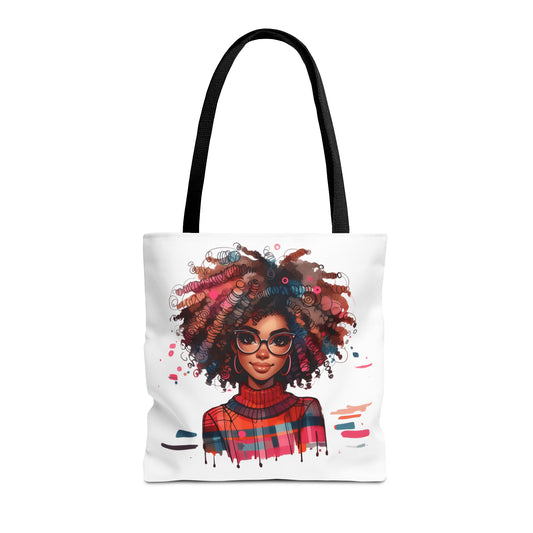 Colorful Afro Girl Tote Bag, Artistic Canvas Bag, Boho Chic Shopper, Perfect Gift for Her, Everyday Use