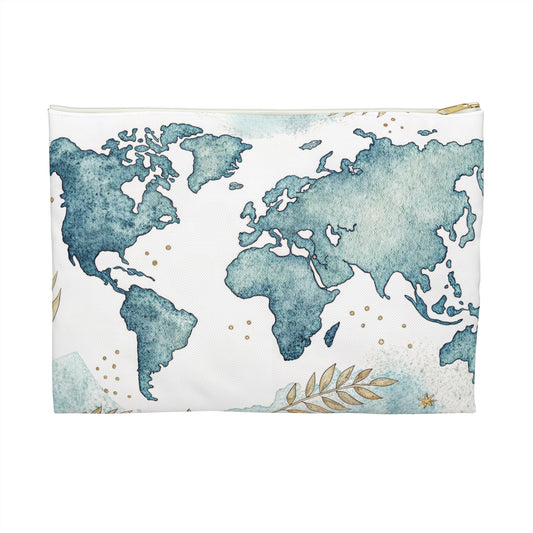 World Map Travel Accessory Pouch, Eco-Friendly Makeup Bag, Cute Organizer for School, Travel Essentials, Gift for Travelers