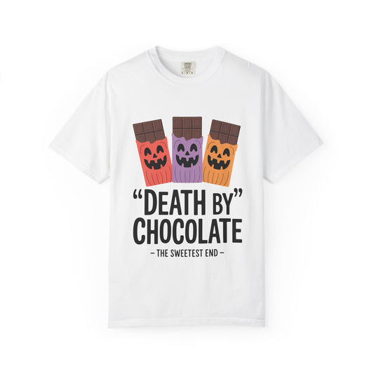 Death by Chocolate Unisex Tee - Sweet Treat Shirt for Chocoholics, Foodie Gift, Halloween Outfit, Fun Casual Wear
