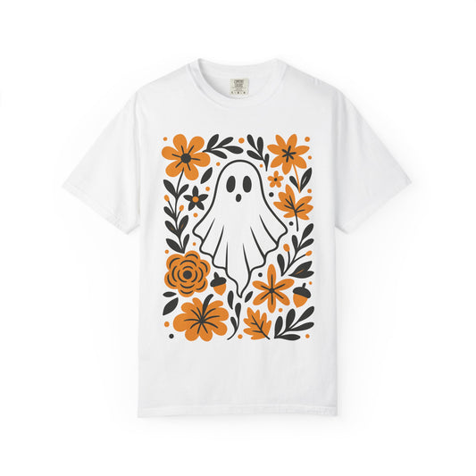 Cute Ghost Floral Unisex T-Shirt, Halloween Shirt, Casual Wear, Fall Fashion, Gift for Spooky Season