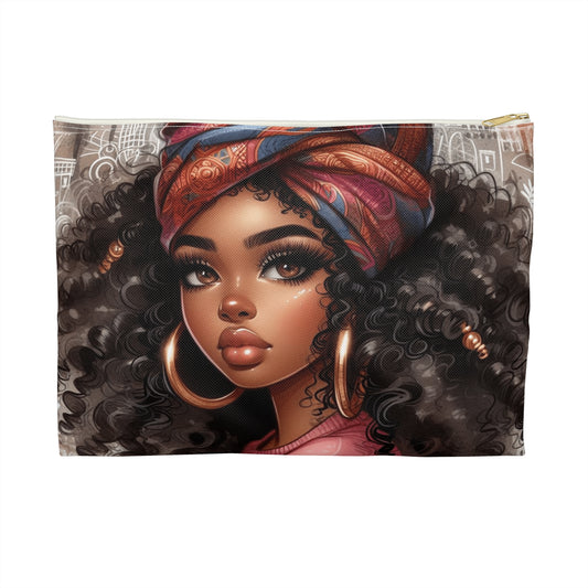Accessorize with Art: Beautiful Curly Hair Accessory Pouch, Makeup Bag, Fashion Organizer, Gift for Her, Afrocentric Style