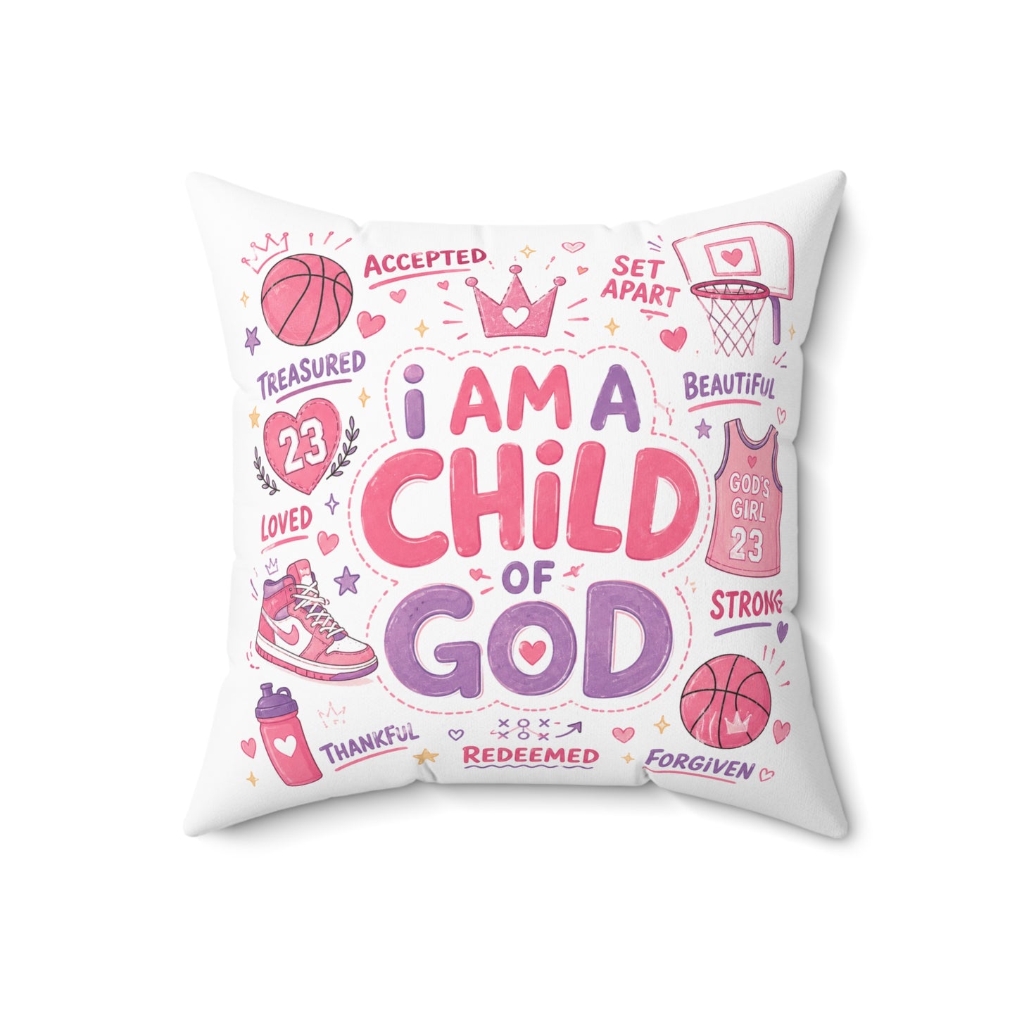 Child of God Decorative Pillow — Inspirational Christian Throw Pillow for Girls