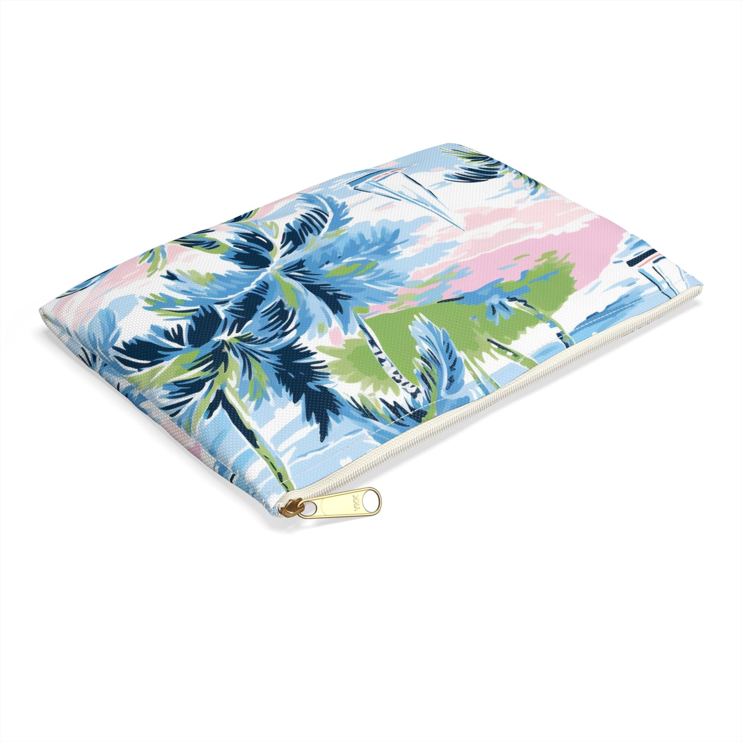 Tropical Print Accessory Pouch, Nautical Makeup Bag, Beach Travel Organizer, Palm Leaf Clutch, Gift for Her