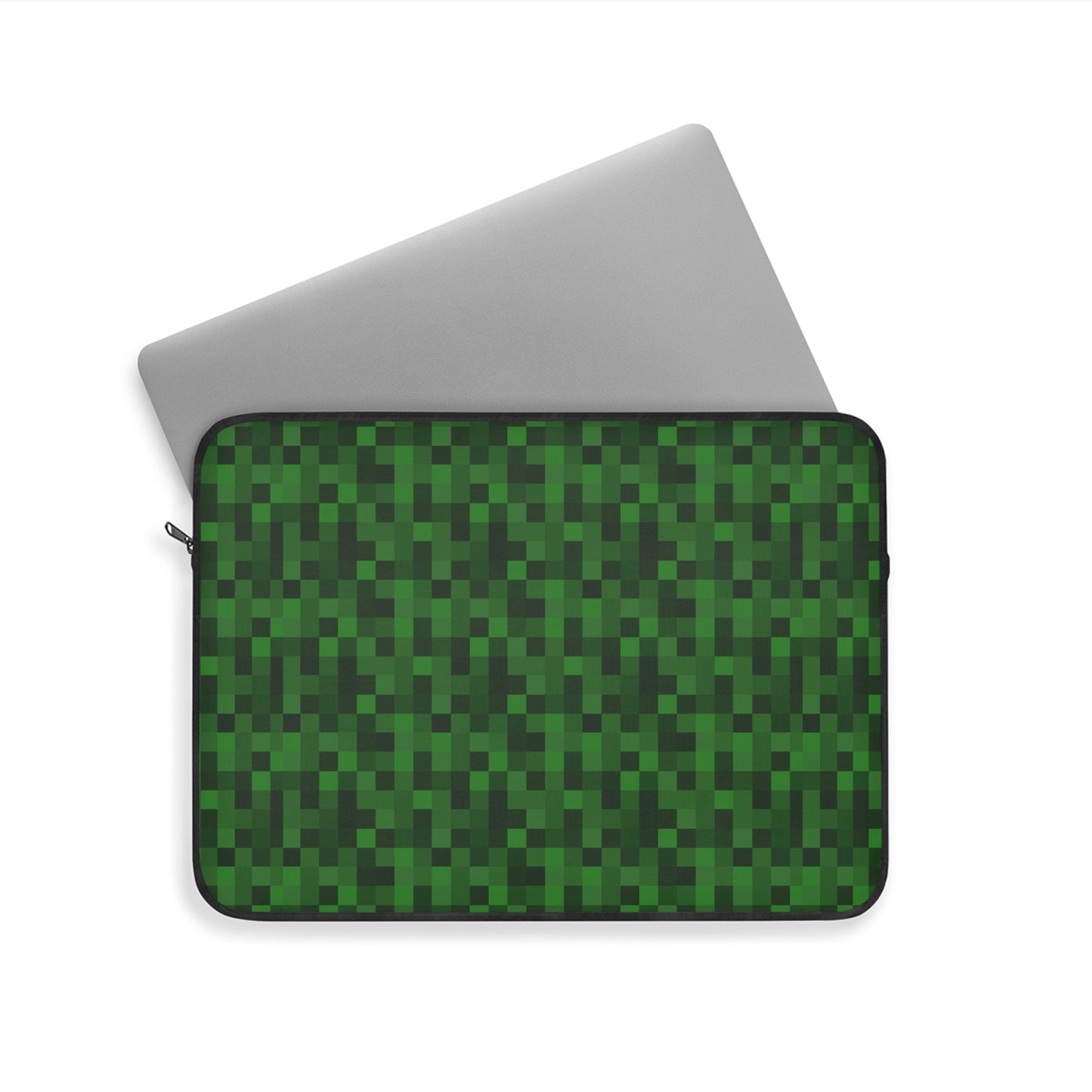 Minecraft-Inspired Laptop Sleeve, Green Pixel Design, Gift for Gamers, Eco-Friendly Sleeve, Laptop Case, Student Accessory