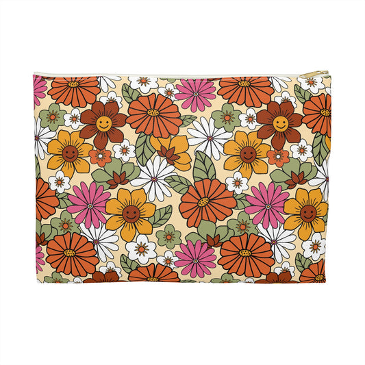 Floral Accessory Pouch, Colorful Makeup Bag, Travel Organizer, Gift for Her, Flower Pattern Brush Holder