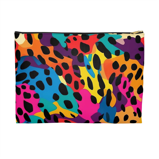 Colorful Leopard Print Accessory Pouch | Fun Makeup Bag, Travel Organizer, Gift for Animal Lovers, Vibrant Tote, Festival Essentials