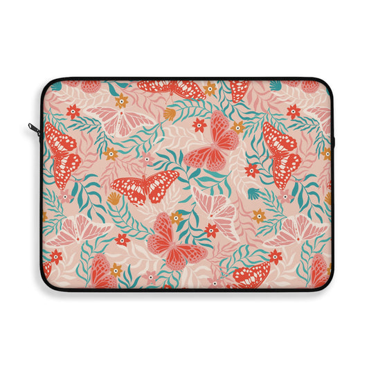 Stylish Floral Laptop Sleeve, Boho Laptop Case, Butterfly Sleeve, Flower Pattern Laptop Cover, Personalized Tech Accessory