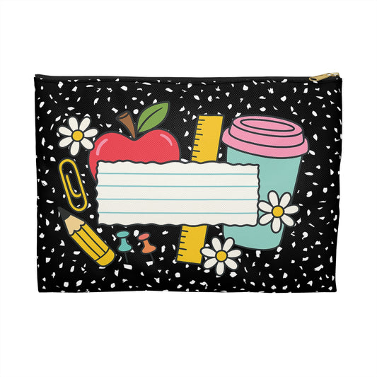 Cute School Accessory Pouch, Teacher Gift, Back to School Supplies, Personalized Zip Bag, Floral Design Pouch