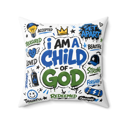 I Am a Child of God Decorative Pillow — Christian Faith Throw Pillow with Inspirational Words