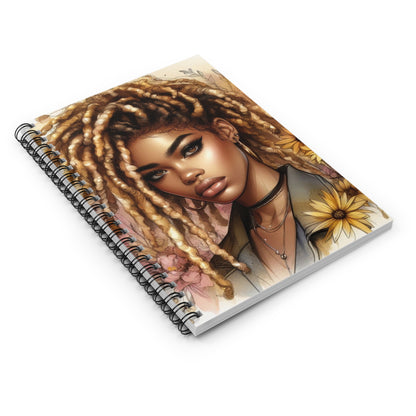 Bohemian Chic Spiral Notebook - Floral Design with Woman Illustration
