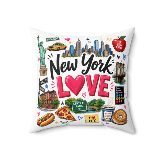 New York Love Decorative Pillow — NYC Landmarks & Icons Throw Cushion