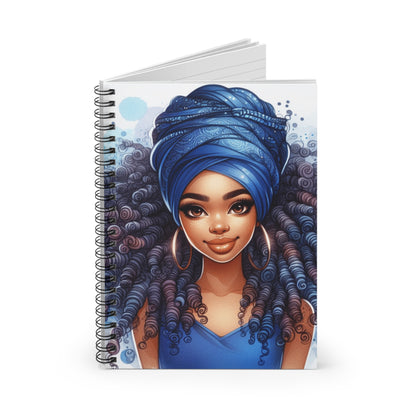 Boho Blue Haired Spiral Notebook - Stylish Ruled Journal for Creative Souls