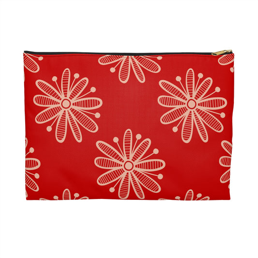 Vibrant Floral Accessory Pouch for Everyday Essentials, Makeup Bag, Travel Organizer, Gift for Her, Mother's Day, Red Flower Design
