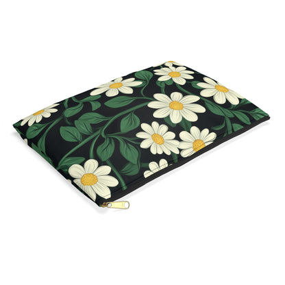 Floral Accessory Pouch, Stylish Cosmetic Bag, Travel Organizer, Gift for Her, Daisy Print, Summer Essentials