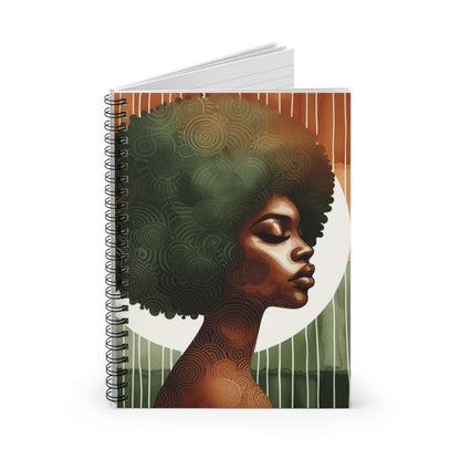 Artistic Afro Woman Spiral Notebook - Ruled Lines for Creative Minds