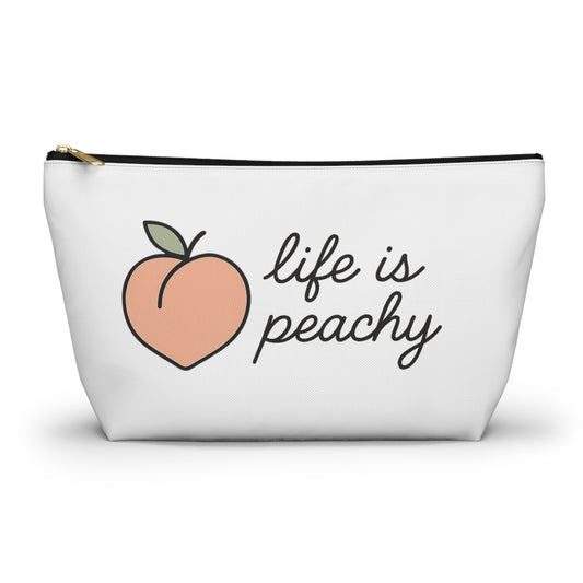 Peachy Accessory Pouch - Life is Peachy Makeup Bag, Cosmetic Pouch, Travel Organizer, Cute Gift, Fun Fashion Accessory