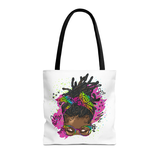 Colorful Dreadlock Art Tote Bag, Black Girl Tote, Funky Fashion Accessory, Eco-Friendly Shopping Bag, Gift for Her