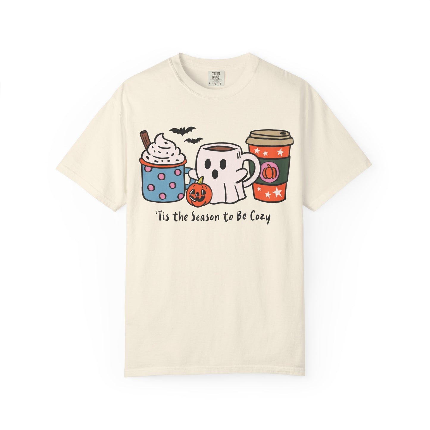Cozy Halloween T-Shirt, Unisex Fashion Tee, Fall Apparel, Pumpkin Spice Drink Shirt, Seasonal Outfit, Gifts for Halloween Lovers
