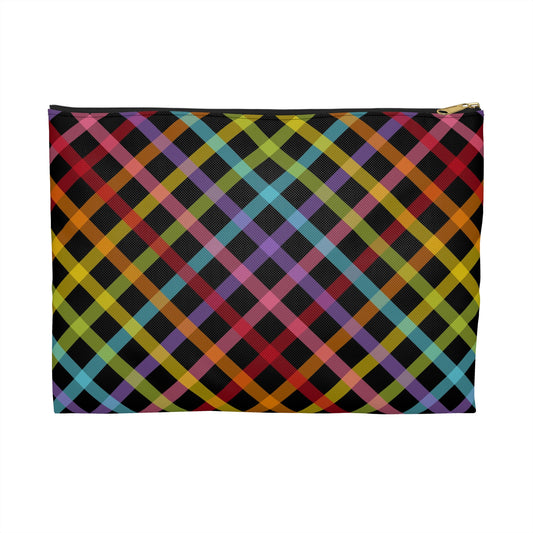 Vibrant Plaid Accessory Pouch - Colorful Makeup Bag, Travel Organizer, Chic Gift for Her, School Supplies, Party Favor