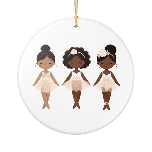 Ballerina Trio Ceramic Ornament – Cute Dancing Girls Holiday Decoration