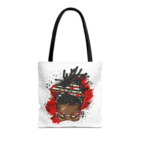 Stylish African American Girl Tote Bag, AOP Bag for Shopping, Gifts, Black History Month, Everyday Use, Eco-Friendly Tote