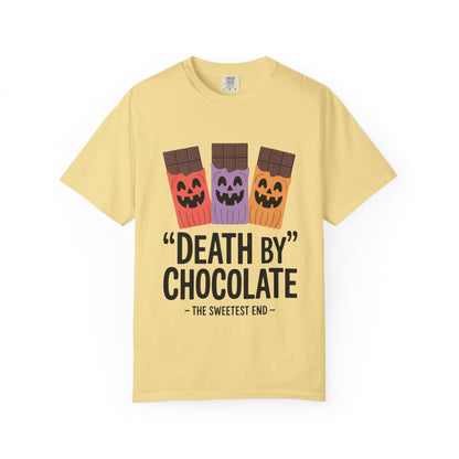 Death by Chocolate Unisex Tee - Sweet Treat Shirt for Chocoholics, Foodie Gift, Halloween Outfit, Fun Casual Wear