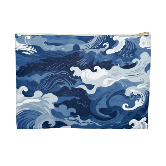 Ocean Wave Accessory Pouch, Beach Bag, Travel Makeup Case, Gift for Ocean Lovers, Nautical Storage Organizer