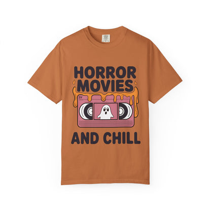 Horror Movies Chill T-Shirt - Perfect for Movie Nights, Halloween Parties, Gifts for Film Lovers, Unisex Tee