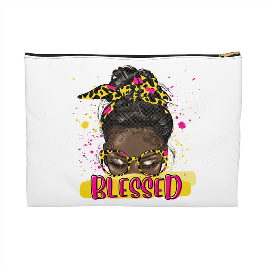 Blessed Accessory Pouch for Stylish Organization, Makeup Bag, Gift for Her, Printed Cosmetic Case, Zipper Pouch, Trendy Storage