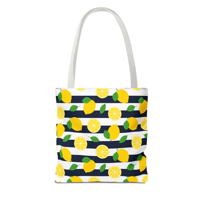 Lemon Stripe Tote Bag - Cute Beach Bag, Grocery Tote, Summer Accessories, Gift for Her, Vacation Carryall