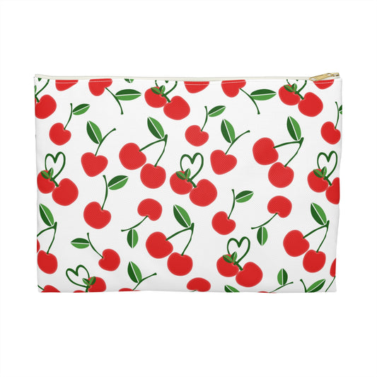 Cherry Pattern Accessory Pouch – Cute Makeup Bag, Small Organizer, Gift for Her, Travel Essentials, Eco-Friendly Storage