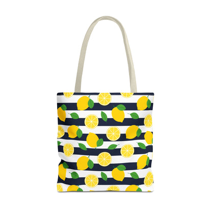 Lemon Stripe Tote Bag - Cute Beach Bag, Grocery Tote, Summer Accessories, Gift for Her, Vacation Carryall