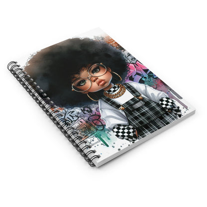 Groovy Afro Girl Spiral Notebook - Ruled Line | Perfect for Creative Minds and Journaling
