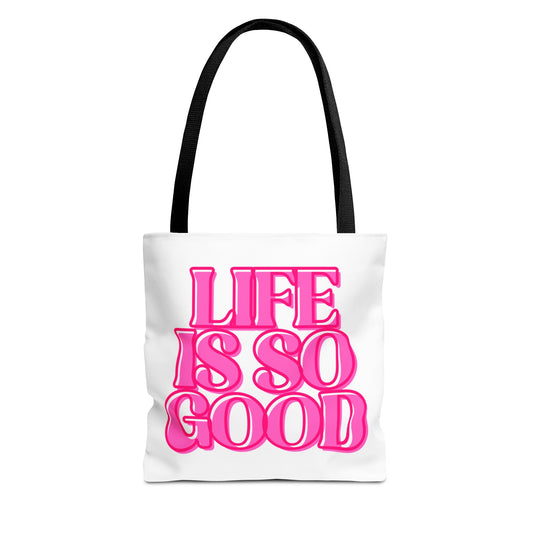 Vibrant Tote Bag - Life is So Good | Eco-Friendly Grocery Bag, Trendy Beach Tote, Gift for Optimists, Everyday Use