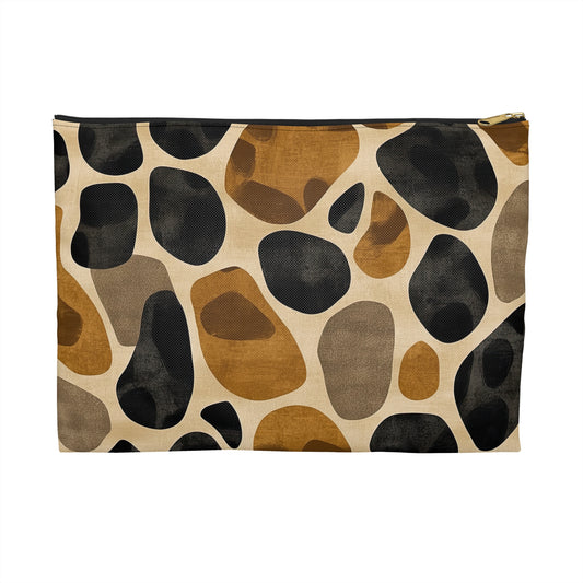Chic Geometric Accessory Pouch, Stylish Makeup Bag, Nature-Inspired Clutch, Vegan Leather Organizer, Elegant Gift for Her