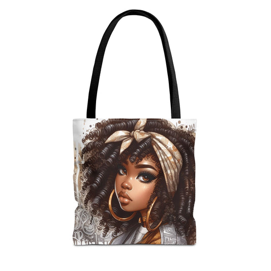 Chic Afro Tote Bag, Black Girl Art Tote, Stylish Reusable Shopping Bag, Gift for Her, Eco-Friendly Tote, Everyday Use