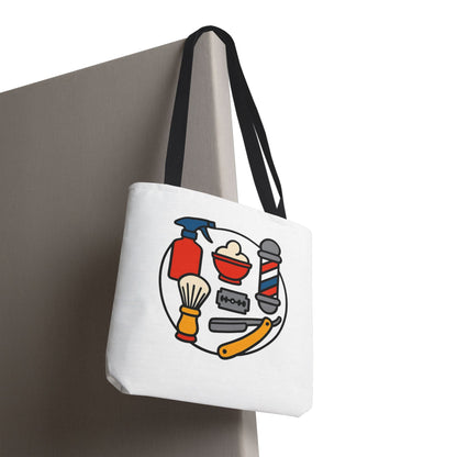 Barber Shop Tote Bag, Graphic Tote for Hairdressers & Barbers, Barber Accessories, Gift for Stylists, AOP Tote for Everyday Use