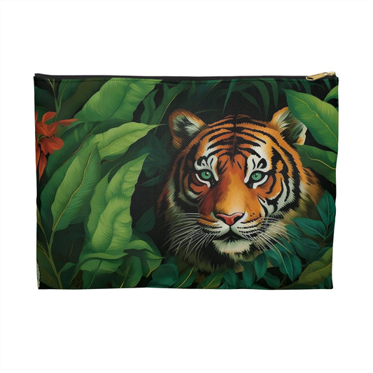 Wildlife Print Accessory Pouch - Tiger & Zebra, Makeup Bag, Clutch, Travel Organizer, Gift for Animal Lovers