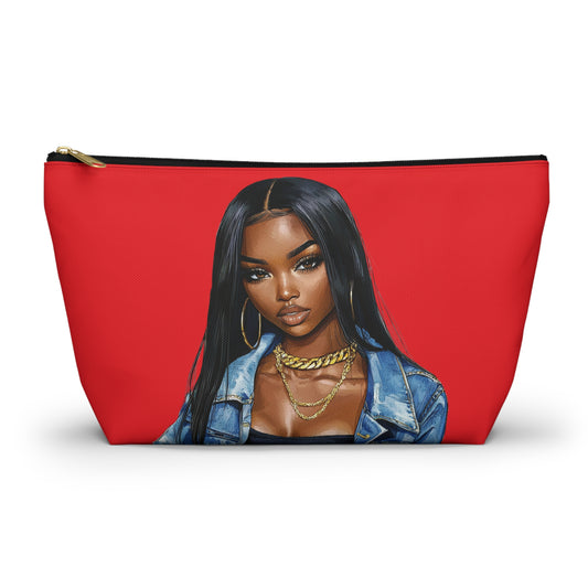 Chic Accessory Pouch | Fashionable Makeup Bag | Gift for Her | Stylish Storage | Vibrant Red Design | Cosmetology Essentials