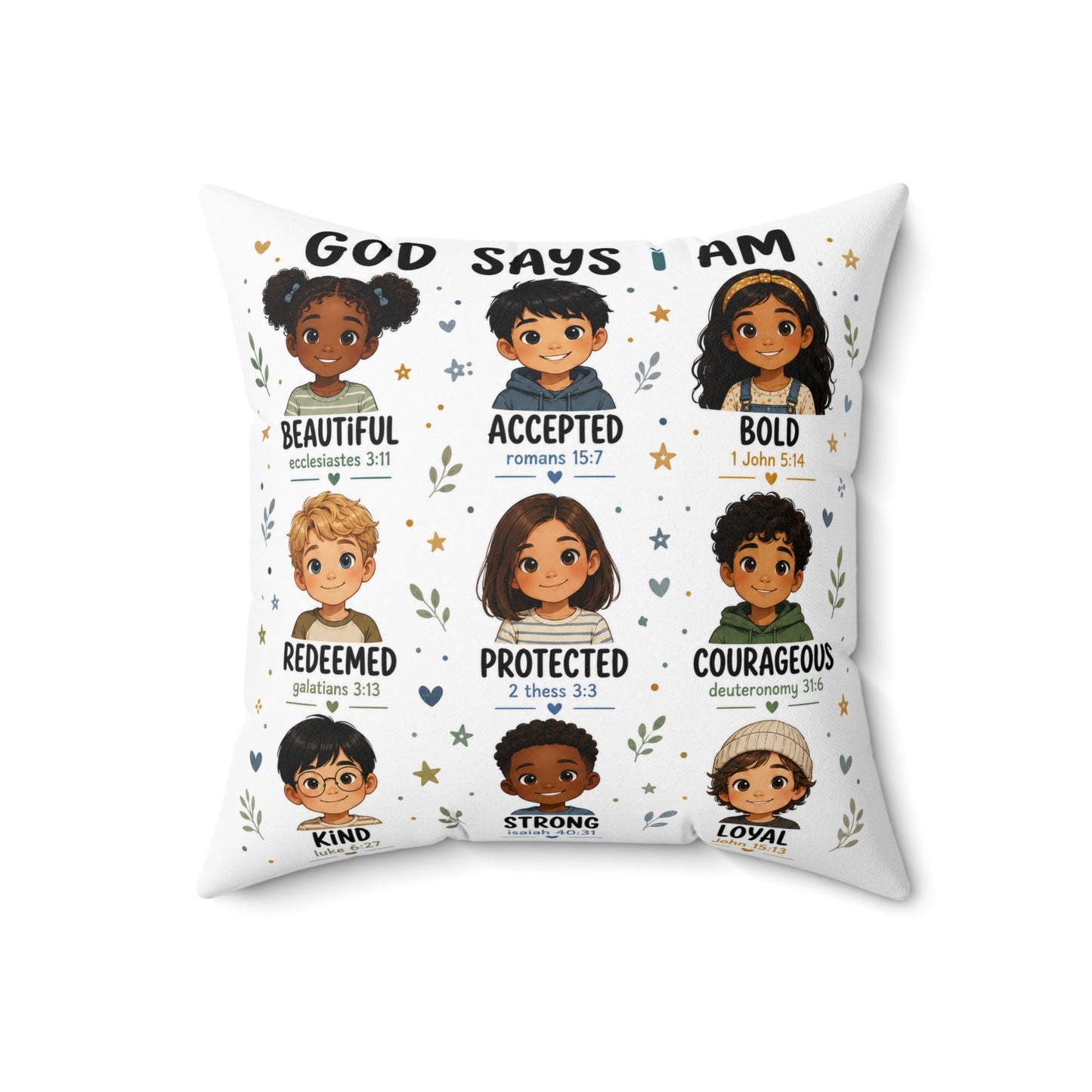 God Says I Am Inspirational Kids Pillow — Christian Affirmation Throw Pillow