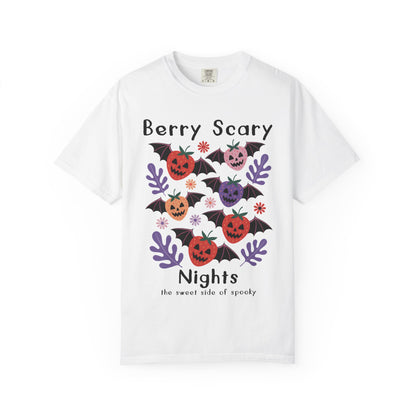 Berry Scary Nights T-shirt, Unisex Halloween Tee, Festive Fall Apparel, Cute Spooky Shirt, Trick-or-Treat Gift, Berry Scary Nights Design