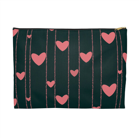 Heart-Themed Accessory Pouch, Cute Makeup Bag, Gift for Her, Valentine's Day Gift, Love Notes Holder, Travel Essentials